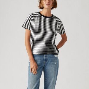 Levi's Women's Short Sleeve Game Day T-Shirt - Black/White Striped XS